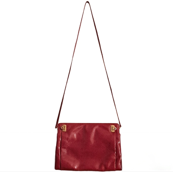 Vintage Salvatore Ferragamo Snakeskin Red Crossbody Bag - Picture 2 of 13